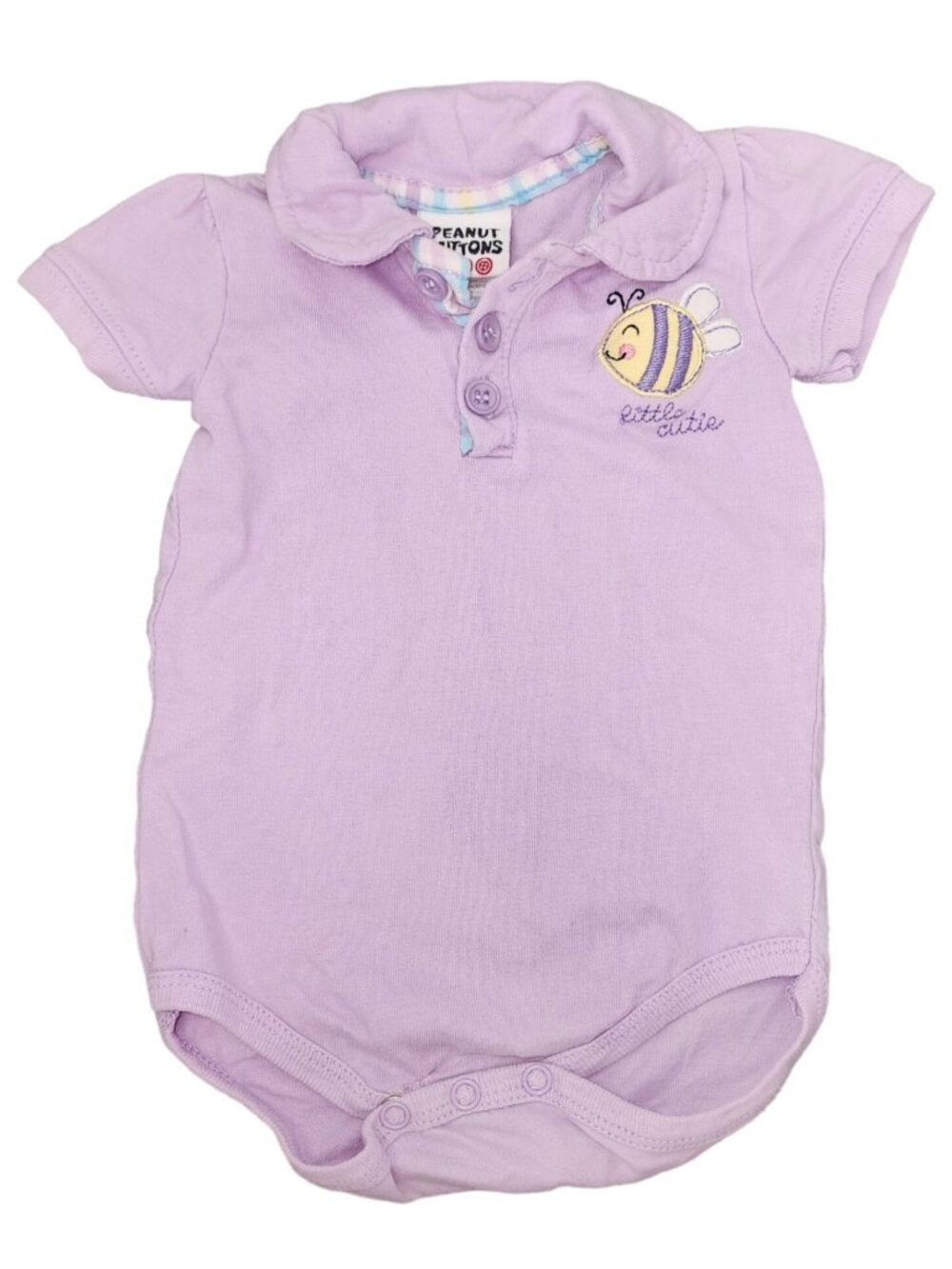 Baby Girl Peanut Buttons Little Cutie Bee Purple Polo Bodysuit Outfit 3-6 Months
